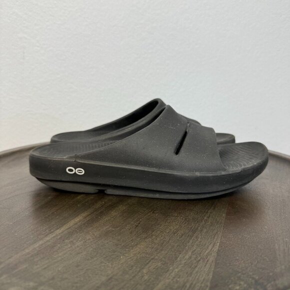 Oofos Ooahh Unisex Black Slide Comfort Sport Recovery Slip On Sandals M7/W9 - Picture 4 of 11